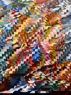 Abstract oil painting Symphony of Musicians Victor Konotopsky: 1722 *** ABOUT THIS PAINTING *** * TITLE: "Symphony of Musicians" - (based on paintings by Lyubov Popova) * ARTISTS: Victor Konotopsky * SIZE: 60x45 cm/'23.62x17.71 inches' * MEDIUM: oil, cardboard *