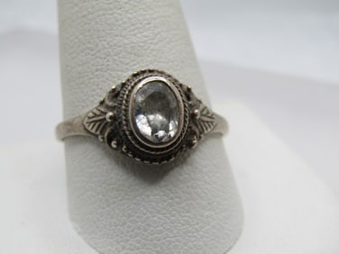 Vintage Clear Quartz Ring, Size 12, Southwestern/Boho Appeal,