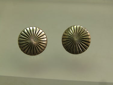 Vintage Sterling Southwestern Concho Style Earrings, Pierced Studs, On Card, 1980's-1990's Est.