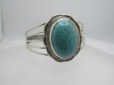 Sterling Southwestern Turquoise Cuff Bracelet, 7.5", Unisex