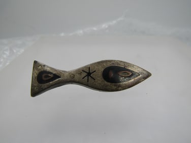 Vintage Inlaid Fish Tie Clasp, 1940's-1950's, Southwestern