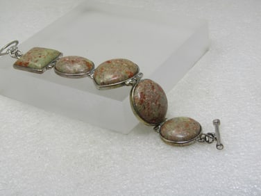Vintage Southwestern Agate Bracelet , 7.25", Toggle Clasp