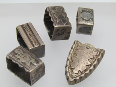 Vintage Sterling Southwestern Ranger Belt Pieces, Tip and 4 Keepers, Mexico