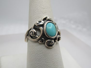 Vintage Sterling Southwestern Turquoise Ring, Carolyn Pollack Relios, Sz. 8.5