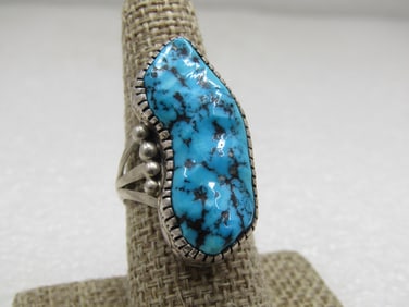 Sterling Southwestern Turquoise Ring, Tony Guerro, Sz. 8, Navajo