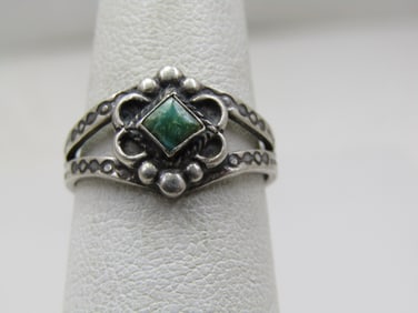 Vintage Sterling Southwestern Turquoise Ring, Sz. 6.5, Stamped