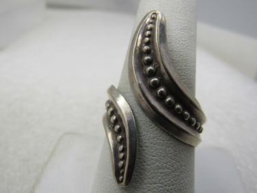 Vintage Sterling Bypass Ring, Sz.. 9, Mexico, Signed. Unisex
