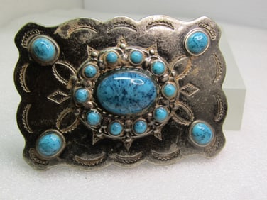 Vintage Southwestern Faux Turquoise Buckle, 1960's-1970's