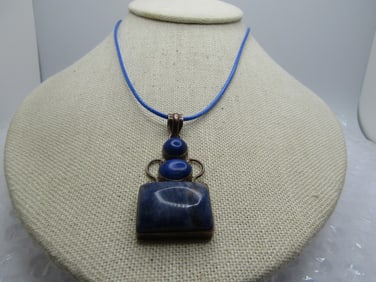 Vintage Sterling Southwestern Necklace, Sodalite & Lapis Lazuli, 20"