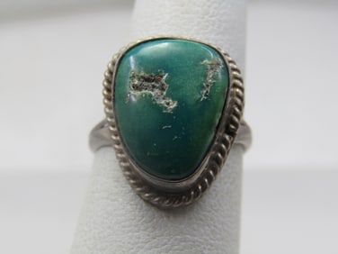 Vintage Sterling Southwestern Turquoise Ring, Sz. 6, 1960's-1970's