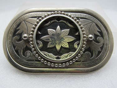 Vintage Southwestern Enameled Buckle, 1970's-1980's, Unisex, 3.75" Holds 1.75" belt.