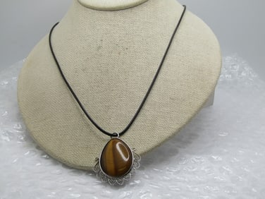 Vintage Tiger's Eye Southwestern Scrolled Necklace, 20"