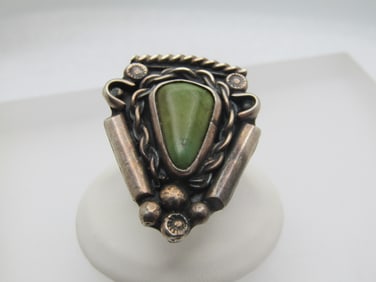 Vintage Sterling Southwestern Turquoise Ring, Sz. 6, Old Pawn, 1950's-1960's