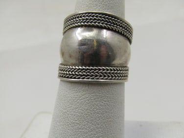 Vintage Sterling Southwestern/Boho Wide Band Ring, Sz. 6.5