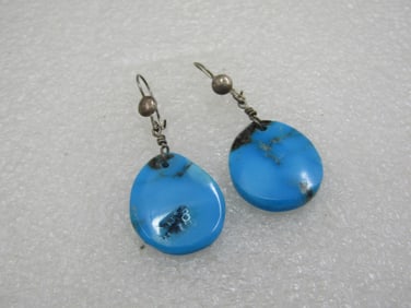 Vintage Sterling SouthWestern Turquoise Drop Earrings, 1970's-1980's
