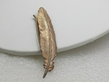 Vintage Gold Tone Feather Barrett, 1960's-1970's