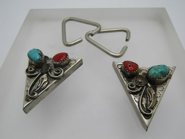 Vintage Southwestern Turquoise & Coral Color Tips/Points, 1970's