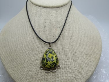 Sterling Southwestern Faux Black Agate Necklace, 20"