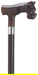 36" Antique Style European Bull Dog Walking Stick Cane: 36" Long 3/4" shaft This reproduction European cane features a bull dog head handle. The head handle with a dark tone finish is made of high-impact durable nylon and mounted stylishly on a black lacqu