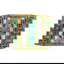 40" Folding Stained Glass Fireplace Screen