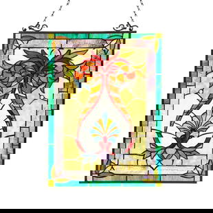 24.6" Antique Vintage Style Stained Glass Window Hanging Panel Suncatcher: 24.6" (H) x 17.5" (w) Such a wonderful reproduction stained glass window panel. This panel is a true testament to the beauty and craftsmanship of stained glass art, and it is the perfect addition to a