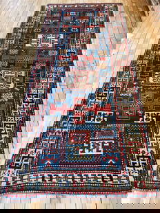Antique Kazak, Karachopt Runner 3'6'' X 8'3'', Item # 78005: Description: Type: KAZAK, KARACHOPT Origin: SOUTHWEST CAUCASUS Circa: 1880 Size/Feet & Inches: 3'6'' x 8'3'' Size/Meters: 1.07 x 2.51 $$ Item Number: 78005Additional Note: We can not guarantee color