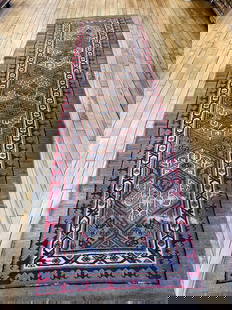 Vintage Serab Runner 3'10'' X 12'0'', Item # 78020: Description: Type: SERAB Origin: NORTHWEST PERSIA Circa: 1930 Size/Feet & Inches: 3'10'' x 12'0'' Size/Meters: 1.17 x 3.66 $$ Item Number: 78020 SIGNED "MOBARAK BAD" (CONGRATULATIONS)Additional