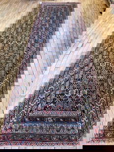 Vintage Malayer Runner 3'7'' X 11'9'', Item # 78024: Description: Type: MALAYER Origin: NORTHWEST PERSIA Circa: 1930 Size/Feet & Inches: 3'7'' x 11'9'' Size/Meters: 1.09 x 3.58 $$ Item Number: 78024Additional Note: We can not guarantee color accuracy