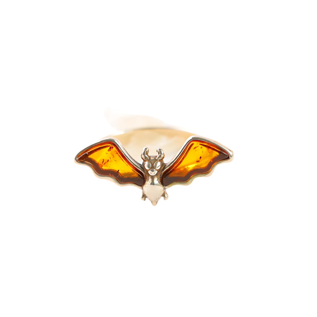 Baltic Amber Dracula Bat Ring in 925 Sterling Silver (1 of 5)