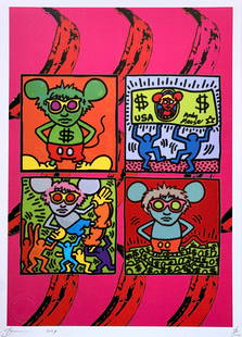 Death NYC Keith Haring Andy MouseDeath NYC Keith Haring Andy Mouse: Title: Death NYC Keith Haring Andy MouseDeath NYC Keith Haring Andy Mouse Date/Period: 21st Century Materials: Giclee on Fine art 300 gsm paper Size: 17 3/4 x 12 1/2 inches Artist: Death NYC, limited