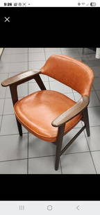 Classic Danish Modern Mid-Century Walnut & Naugahyde Arm Chair likely by Erik Kirkegaard. Circa 50s: Classic Danish Modern Mid-Century Walnut & Naugahyde Arm Chair likely by Erik Kirkegaard. Circa 50s Shipping: Domestic: Shipping rates are determined by destination International: Foreign shipping rat