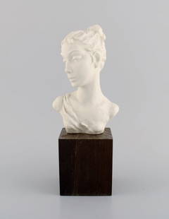 Rosenthal, Germany. Female bust in bisquit. Mid-20th century.: Rosenthal, Germany. Female bust in bisquit. Mid-20th century. Measures: 27.5 x 11.5 cm. In excellent condition. Stamped. Reserve: $329.00 Shipping:Domestic: Shipping rates are determined by