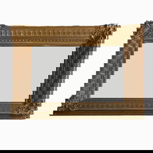 Antique Victorian Carved Ornate Rectangular Gold Wall Mirror: Vintage from before 2000 Materials: glass, wood Antique Victorian Carved Ornate Rectangular Gold Gilded Wall Mirror Circa Early 20th Century Dimensions W 42.5” H 32” D 3” Good vintag