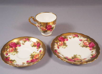 Royal Chelsea GOLDEN ROSE Coffee Espresso Cup Saucer TRIO Dessert Plate England: This is a rare and absolutely stunning ONE trio of Coffee/Espresso cup with saucer and a dessert plate. It is made by Royal Chelsea in their most famous pattern Golden Rose. The trio is bone china