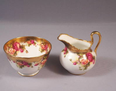 Royal Chelsea GOLDEN ROSE Creamer Milk Jug Open Sugar Bowl Set England LARGE: This is a rare and absolutely stunning set of creamer/Milk jug and open sugar bowl. It is made by Royal Chelsea in their most famous pattern Golden Rose. The set is bone china and it is made in