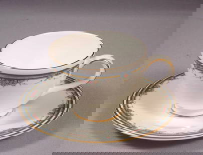 Royal Doulton Salisbury Coffee Tea Cup Saucer Set EXCELLENT England H5137: This is rare and gorgeous Set Coffee/Tea cup and saucer. It is from the Salisbury pattern by Royal Doulton - Made in England. The set is properly marked with Royal Doulton mark and name of the