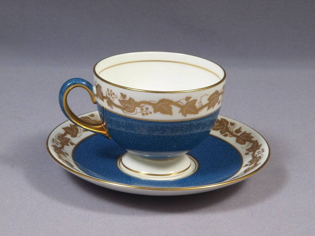 Wedgwood WHITEHALL POWDER BLUE BAND Coffee Tea Cup Saucer Plate: This is a beautiful Bone Chine set of one Coffee/Teacup with Saucer, made by WEDGWOOD in WHITEHALL POWDER BLUE BAND pattern. There are few patterns that live up to the richness of Regal Wedgwood White