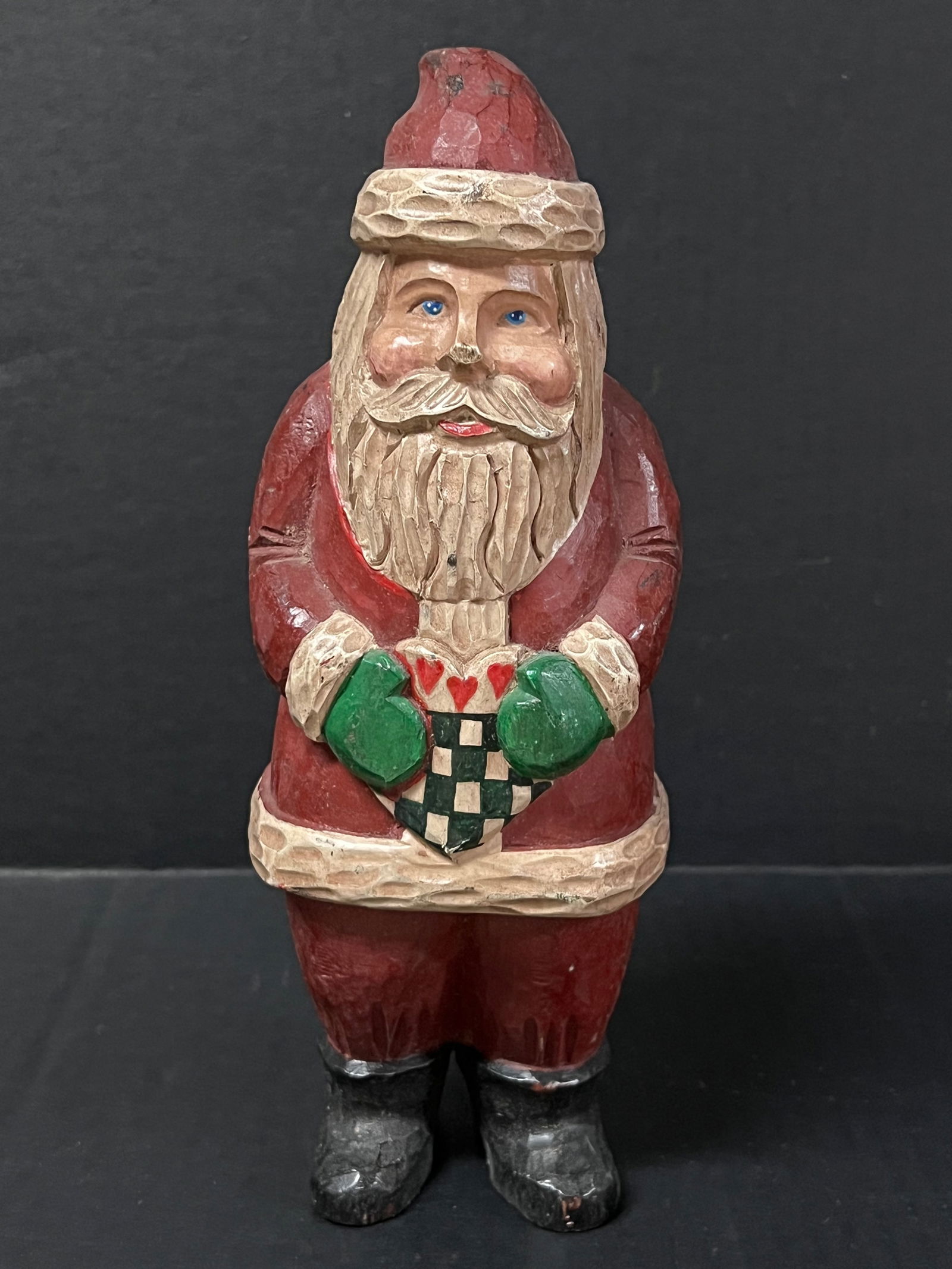 Folk Art Carved Wood Painted Santa Claus Statue (1 of 6)