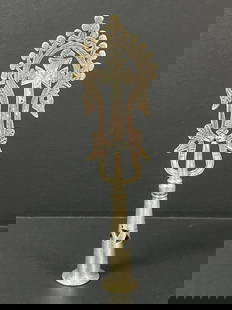 Ethiopian Processional Metal Cross: Title: Ethiopian Processional Metal Cross Date/Period: Late 20th Century Dimension: 9" h x 3" w Material: Metal Additional Information: Ethiopian Processional Metal Cross Reserve: $80.00 Shipping: Dom