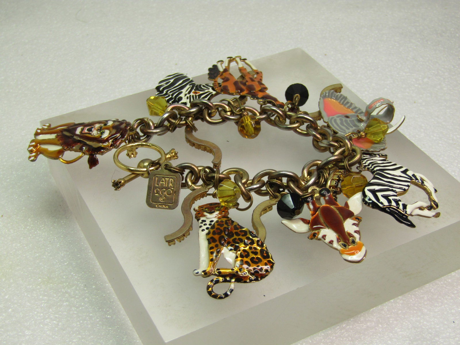 Vintage Lunch at the Ritz African Animal/Safari Bracelet, Enameled, 8": Title:Vintage Lunch at the Ritz African Animal/Safari Bracelet, Enameled, 8" Description:Vintage Lunch at the Ritz African Animal/Safari Bracelet, Enameled, 8", 1980's. Lunch at The Ritz Jungle Safari