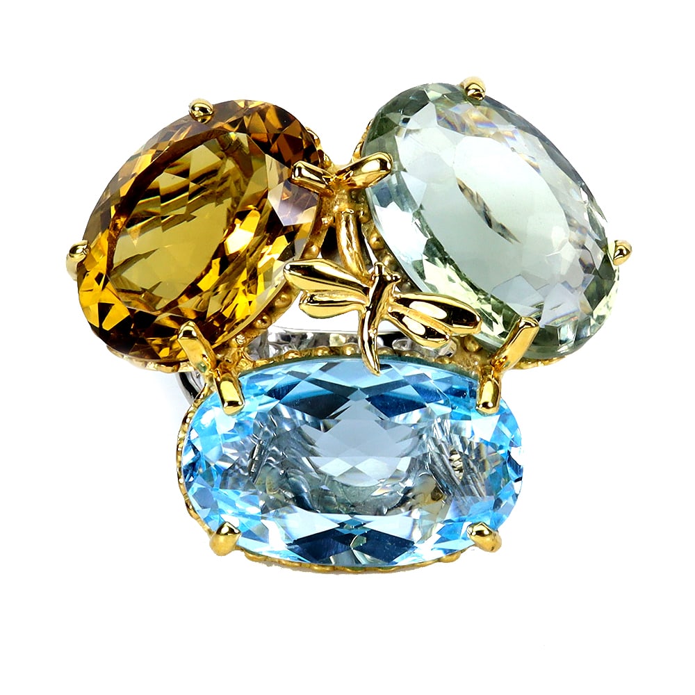 Sterling Silver Ring with Amethyst, Citrine, Topaz (1 of 3)