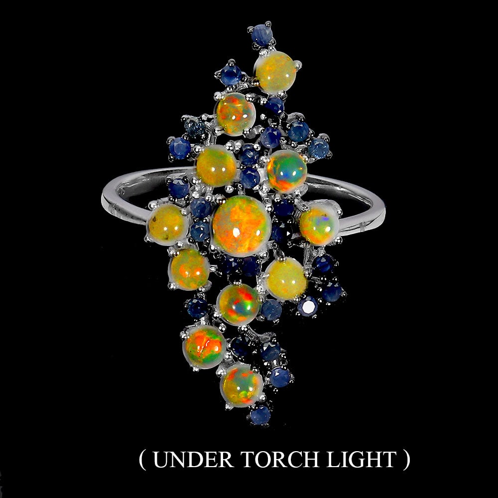 Sterling Silver Ring with Opal and Sapphire (1 of 3)