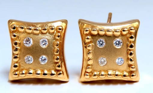 Diamond Dice Square Earrings .25ct 14kt Omega Clip: Diamond Square Dice Shape earrings .25 carat natural round diamonds H color vs2 clarity 14kt yellow gold 7.8 grams Earring measure 11mm diameter Depth: 5mm (front to back) Comfortable Clip On Includes
