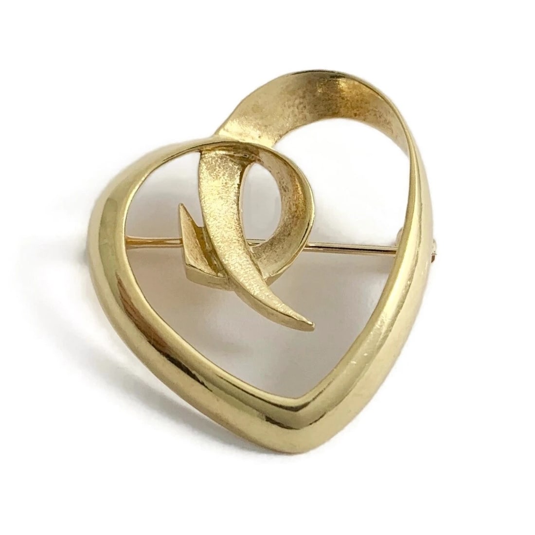 Vintage Tiffany & Co Paloma Picasso Heart Brooch Pin 18K Yellow Gold, 7.13 Grams (1 of 11)