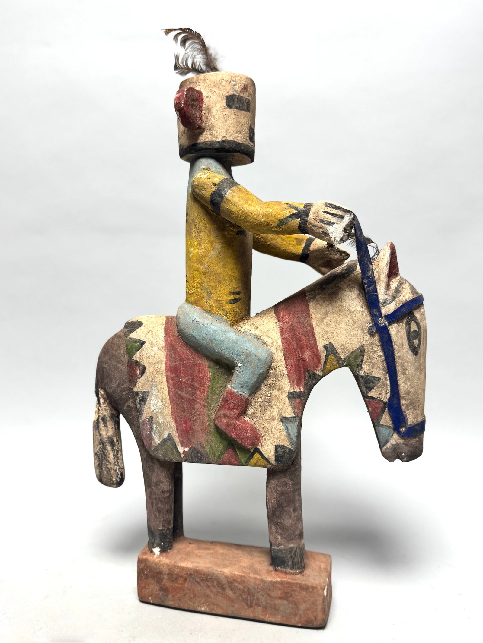 Horse and Rider Figure Zuni - New Mexico USA: This exceptional Zuni horse and rider figure comes from an old private collection in the Netherlands, held since 1980. Traditionally crafted by the Zuni people of New Mexico, such figures reflect aspe