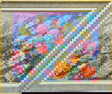 Chegodar Vasyl (Ukrainian artist), "Summer still life", oil on cardboard: ARTIST: Chegodar Vasyl Dmitrovich, Ukrainian artist TITLE: "Summer still life" SIZE: 40 x 50 cm, (15 3/4 x 19 3/4 in.) MEDIUM: oil on cardboard YEAR OF CREATION: 1989 CONDITION: The painting