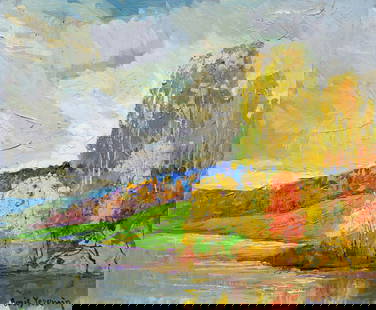Yeremin Boris (Ukrainian artist), "Autumn on the Oskol river", oil on canvas: ARTIST: Yeremin Boris Oleksandrovich, Ukrainian artist TITLE: "Autumn on the Oskol river" SIZE: 50 x 60 cm, (19 3/4 x 23 2/4 in.) MEDIUM: oil on canvas YEAR OF CREATION: 2003 CONDITION: The