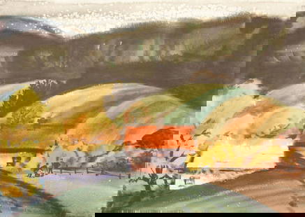 Mynka Olexandr (Ukrainian artist), "Near the hives", watercolor on paper: ARTIST: Mynka Olexandr Fedorovich, Ukrainian artist TITLE: "Near the hives" SIZE: 59 x 83 cm, (23 1/4 x 32 3/4 in.) MEDIUM: watercolor on paper YEAR OF CREATION: not dated CONDITION: The painting is i