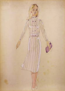 Yablonska Olena (Ukrainian artist), "Young girl", watercolor on cardboard: ARTIST: Yablonska Olena Nylivna, Ukrainian artist TITLE: "Young girl" SIZE: 55 x 40 cm, (21 3/4 x 15 3/4 in.) MEDIUM: watercolor on cardboard YEAR OF CREATION: not dated CONDITION: The painting is in