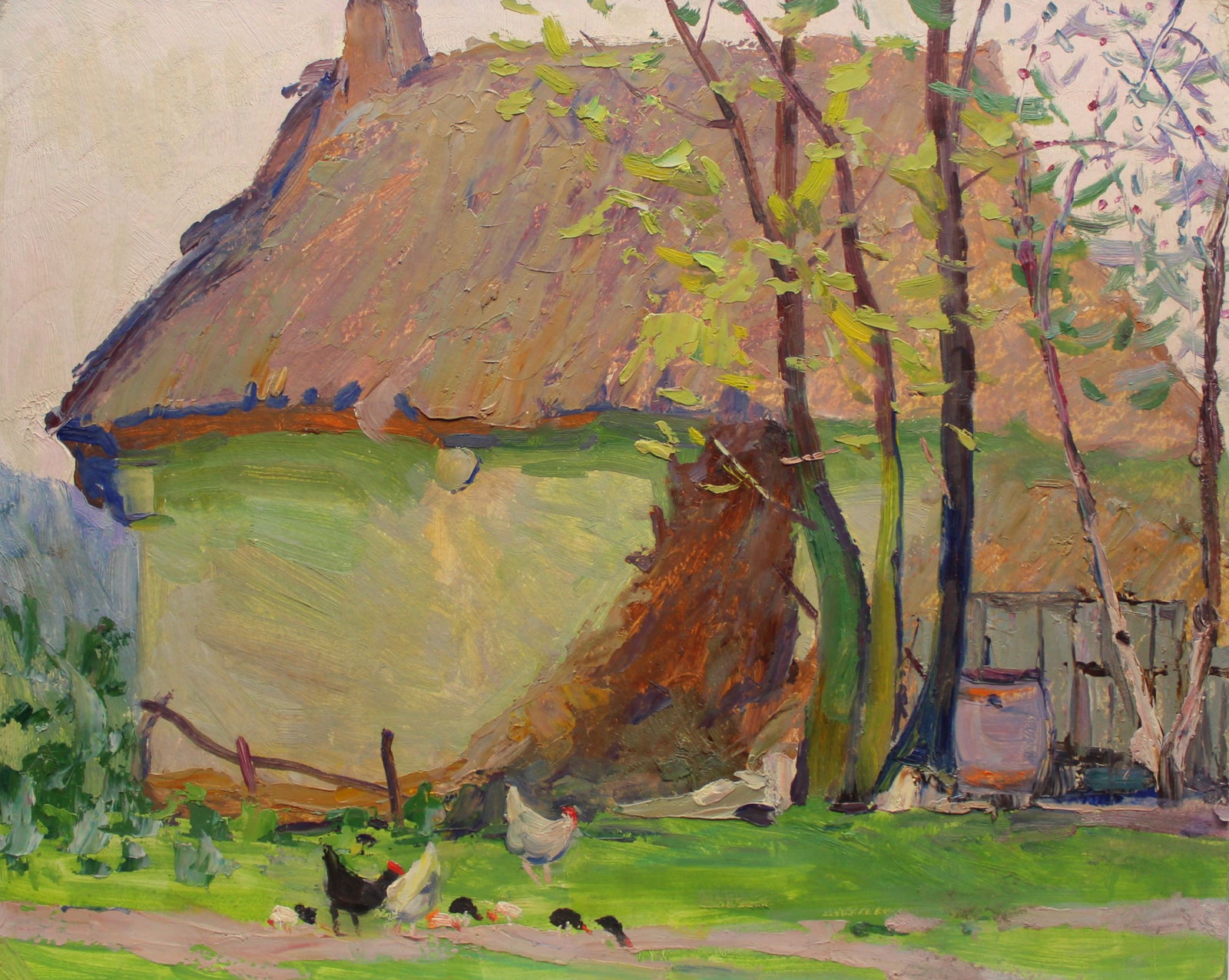 Tyukha Ivan (Ukrainian artist), "Sitter", oil on cardboard: ARTIST: Tyukha Ivan Andriyovich, Ukrainian artist TITLE: "Sitter" SIZE: 40 x 50 cm, (15 3/4 x 19 3/4 in.) MEDIUM: oil on cardboard YEAR OF CREATION: not dated CONDITION: The painting is in good vintag